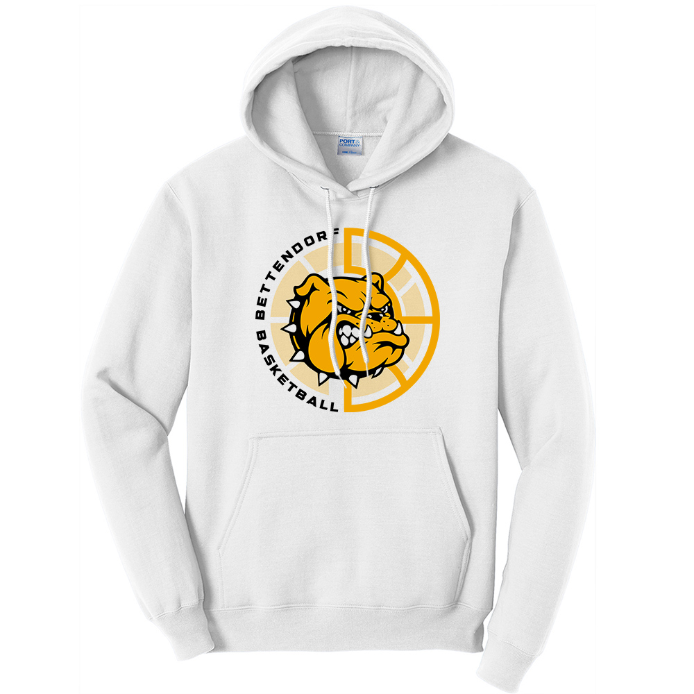 Bett Bulldogs BB Unisex Fleece Hooded Sweatshirt-White