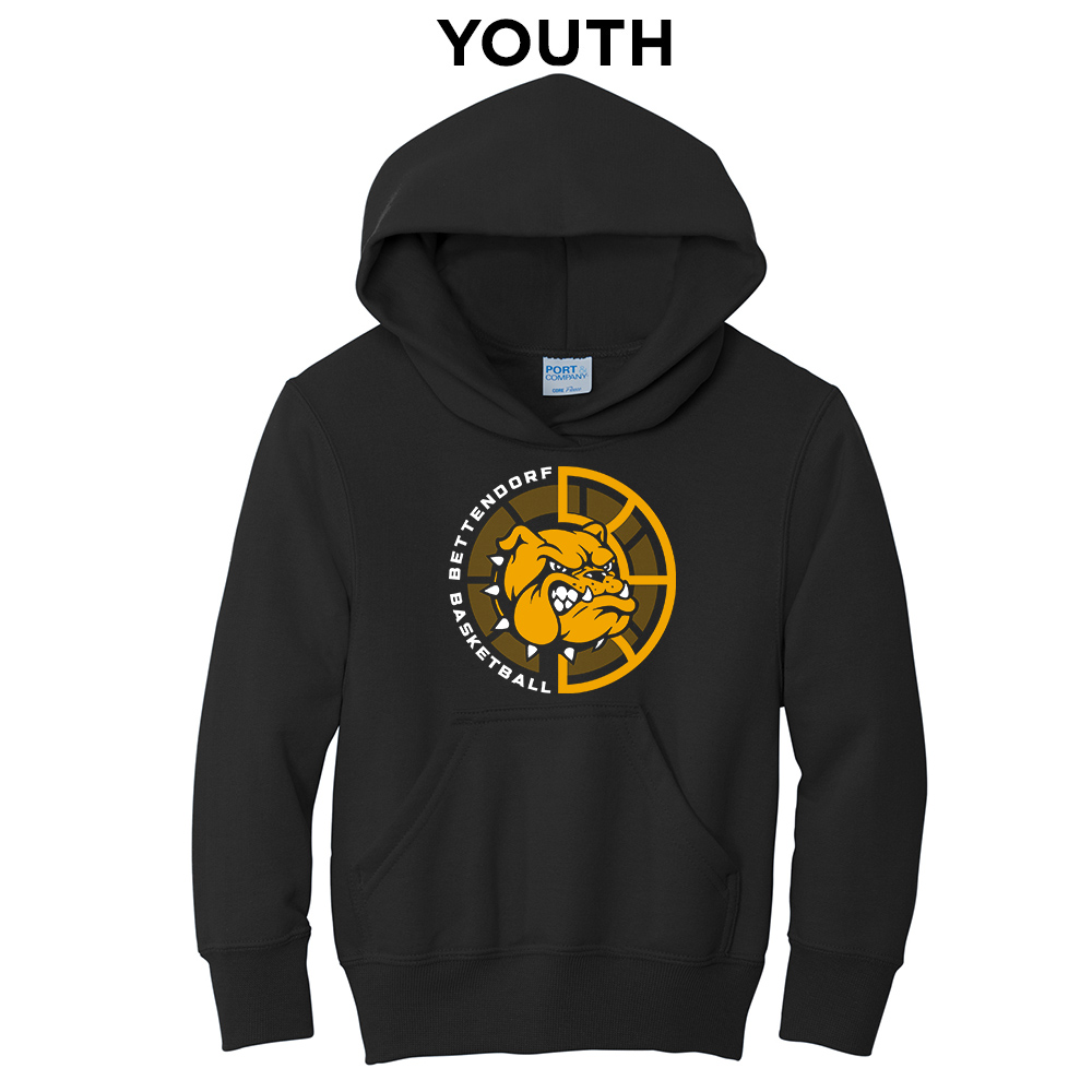 Bett Bulldogs BB Youth Fleece Hooded Sweatshirt-Black