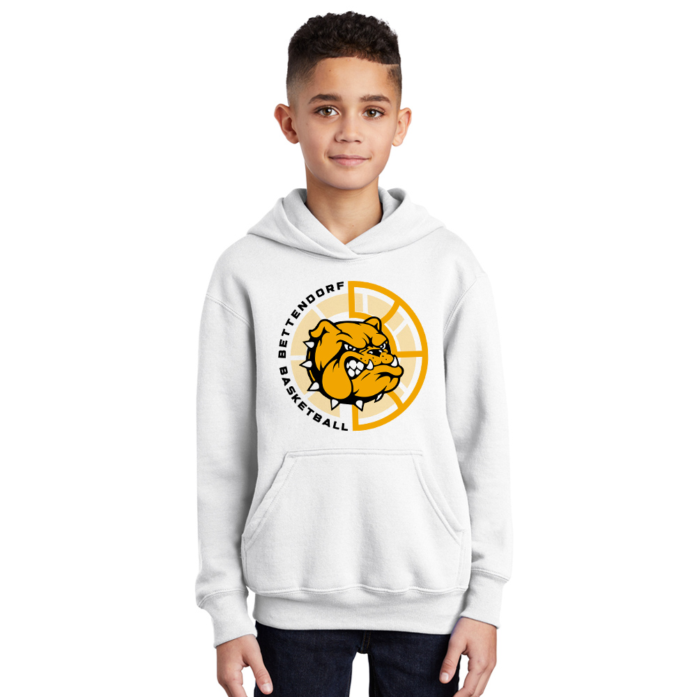 Bett Bulldogs BB Youth Fleece Hooded Sweatshirt-White