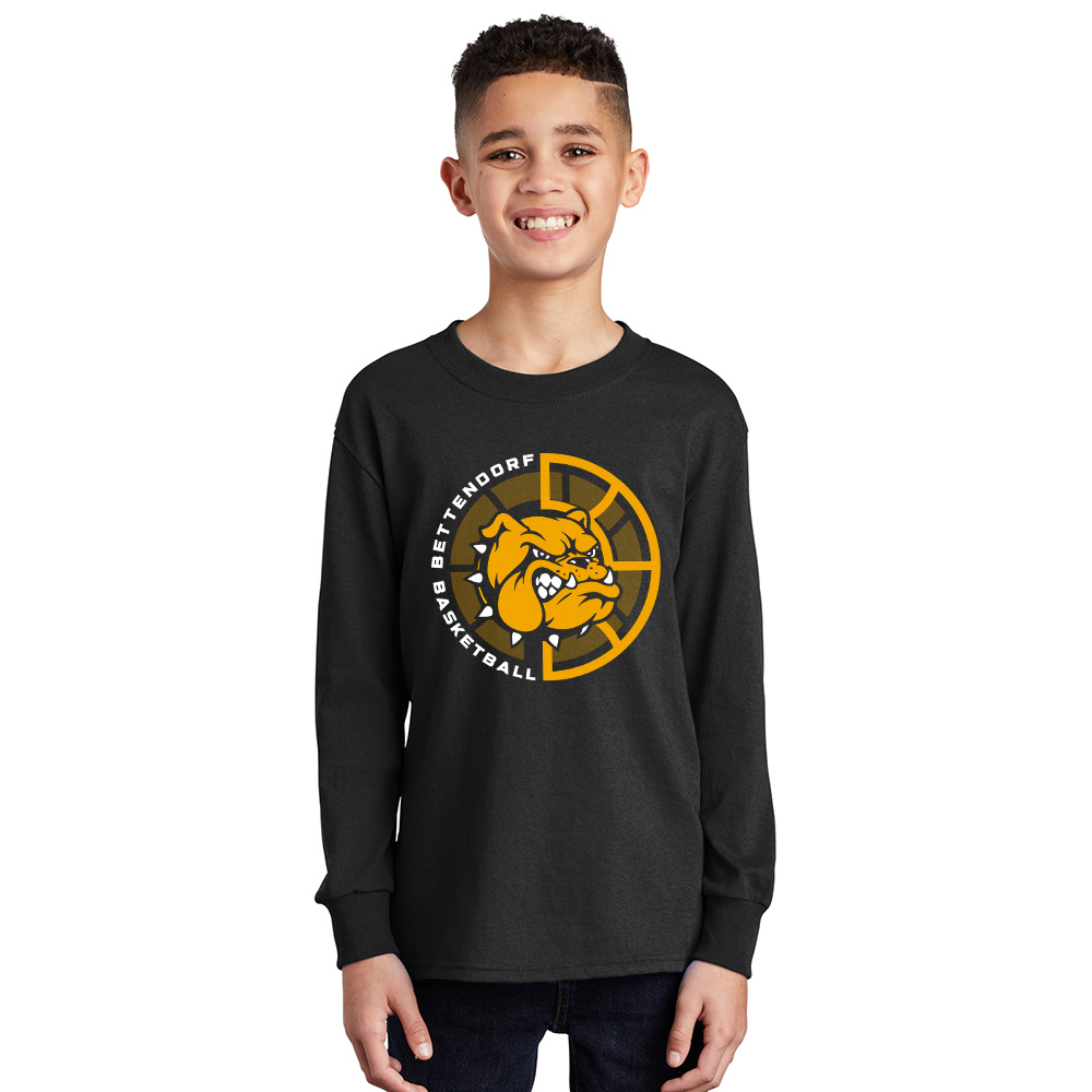 Bett Bulldogs BB Youth Cotton Long Sleeve Tee-Black