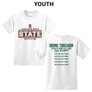 Boone Girls State Wrestling Youth Short Sleeve Tee-White