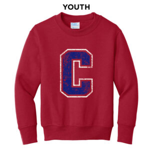 Camanche Youth Fleece Crewneck Sweatshirt-Red