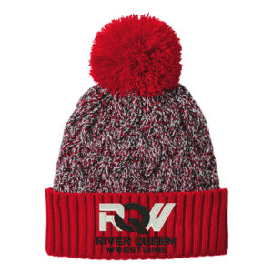 CMS River Queen Wrestling New Era Marled Knit Pom Beanie-Scarlet Black White