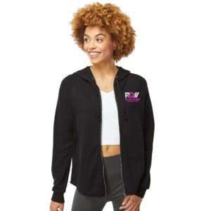 CMS River Queen Wrestling Women’s California Wave Wash Full-Zip Hooded Sweatshirt-Black