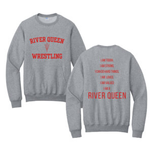 CMS River Queen Wrestling Unisex Core Fleece Crewneck Pocket Sweatshirt-Athletic Heather