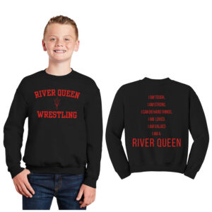 CMS River Queen Wrestling Youth Fleece Crewneck Sweatshirt-Black