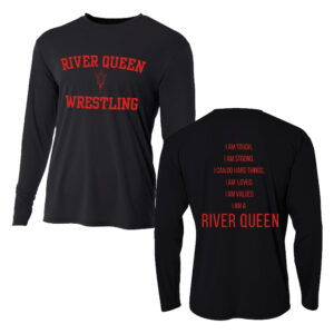 CMS River Queen Wrestling Adult Cooling Performance long sleeve Crew Tee-Black