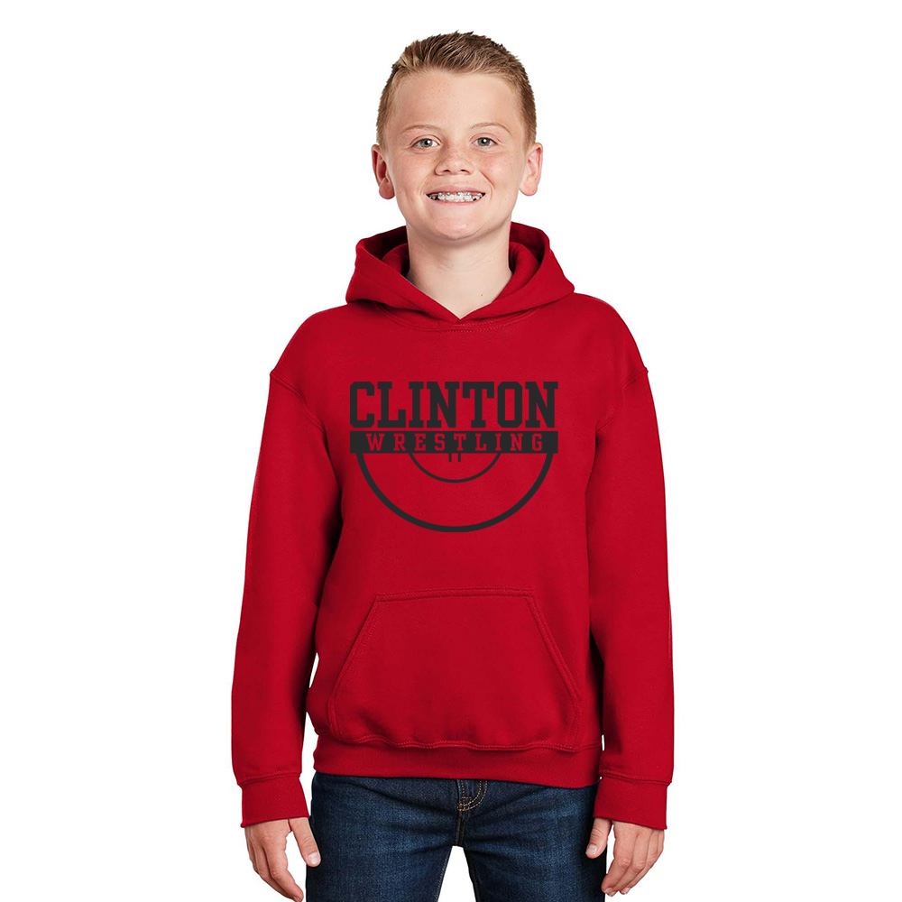 CMS River Queen Wrestling Youth Fleece Hooded Sweatshirt-Red