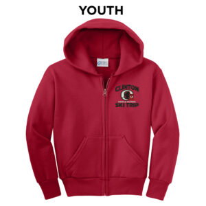 CMS Ski Trip Youth Core Fleece Full Zip Hooded Sweatshirt-Red