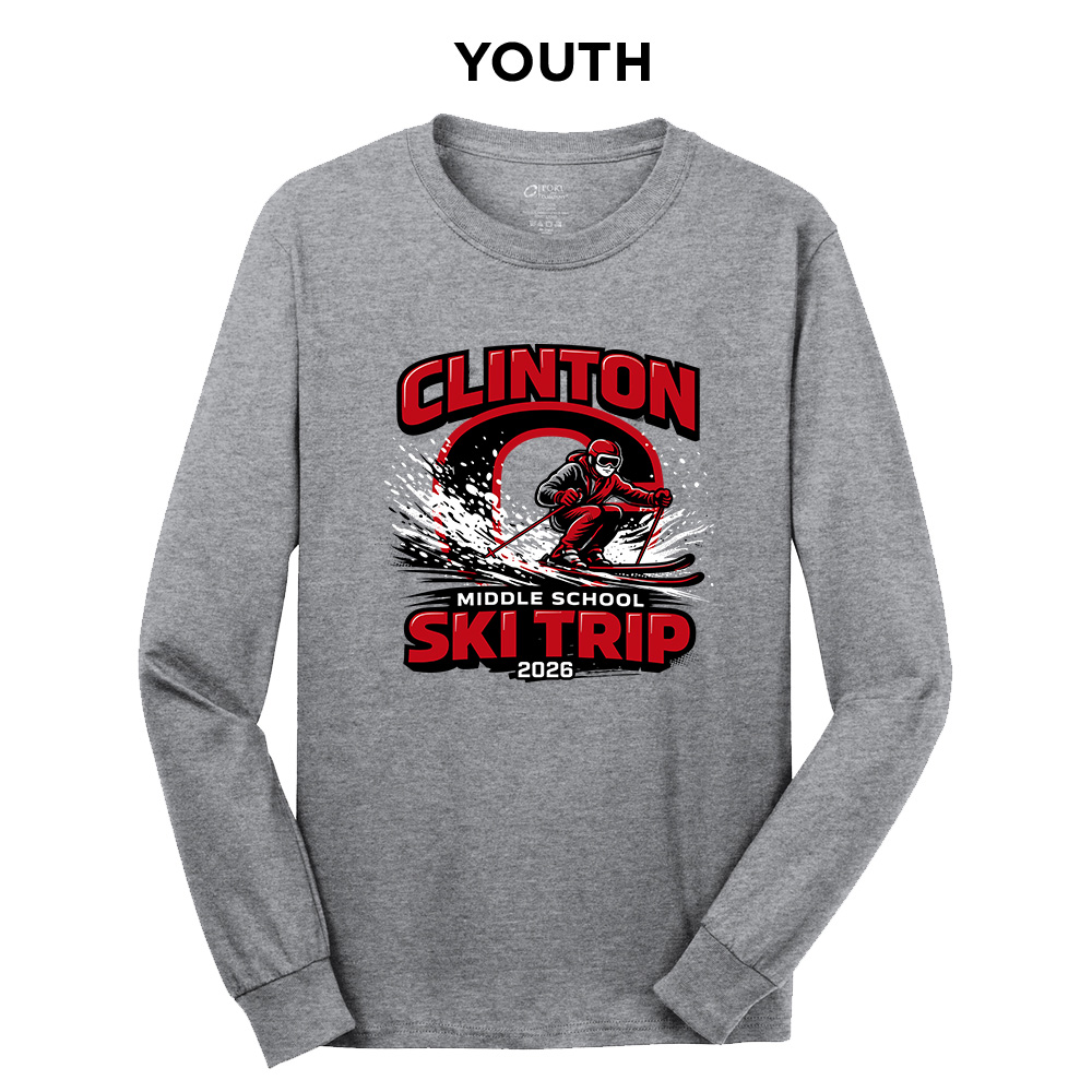 CMS Ski Trip Youth Cotton Long Sleeve Tee-Grey