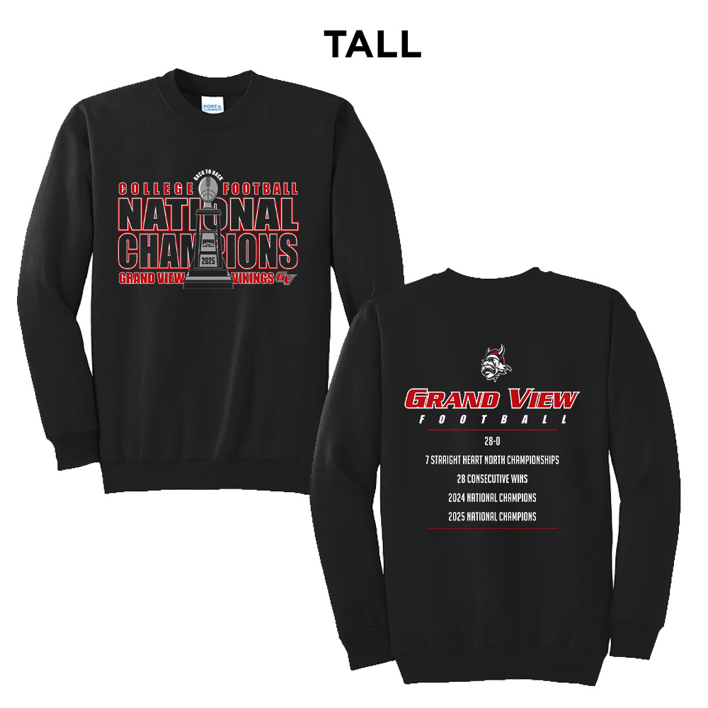 GV FB National Championship Tall Fleece Crewneck Sweatshirt-Black