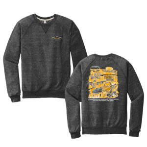 Hawkeye Sport Business Unisex Jerzees Snow Heather French Terry Raglan Crew-Black ink