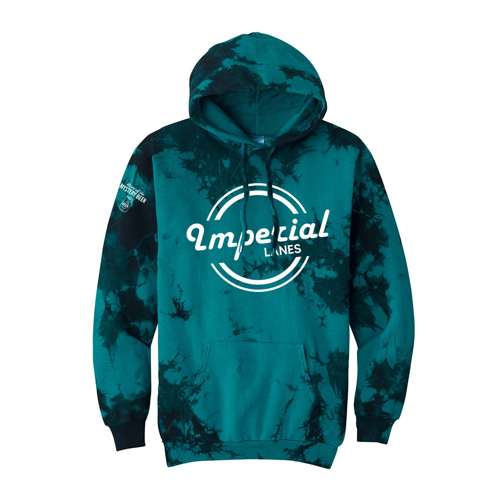 Imperial Lanes Port Company Unisex Crystal Tie-Dye Pullover Hoodie-Black/Teal