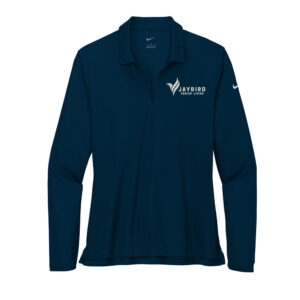 Jaybird Nike Ladies Dri-FIT Micro Pique 2.0 Long Sleeve Polo-Navy
