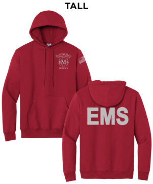 Monticello EMS Unisex TALL Fleece Hooded Sweatshirt-Red