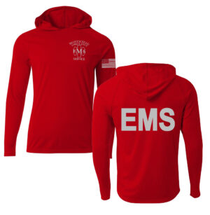 Monticello EMS Adult Men Cooling performance long sleeve hooded Tee-Red