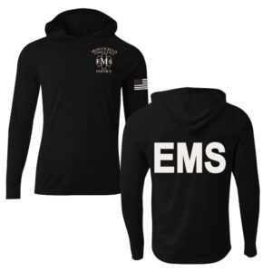 Monticello EMS Adult Men Cooling performance long sleeve hooded Tee-Black