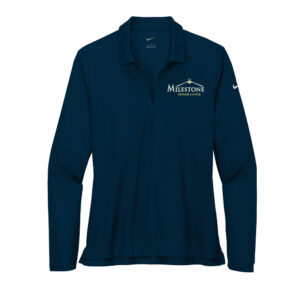Milestone Senior Living Nike Ladies Dri-FIT Micro Pique 2.0 Long Sleeve Polo-Navy