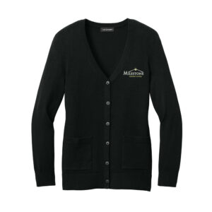 Milestone Senior Living Port Authority Women’s Easy Care Button-Up Cardigan Sweater-Deep Black