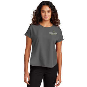 Milestone Senior Living Mercer and Mettle Women’s Stretch Crepe Crew-Anchor Grey