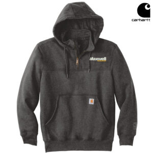 Maxwell Construction Carhartt Rain Defender Adult Paxton Heavyweight Hooded Zip Mock Sweatshirt-Carbon Heather