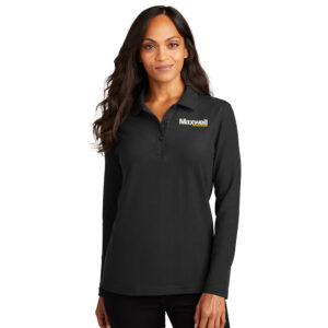 Maxwell Construction Port Authority Ladies Silk Touch Long Sleeve Polo-Black