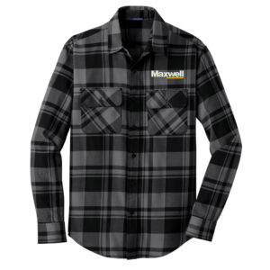 Maxwell Construction Port Authority Plaid Flannel Shirt-Grey Black
