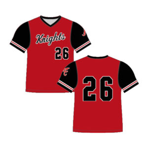 03. QC Area Knights Sublimated V-Neck Jersey-Red-Black-Fabric M
