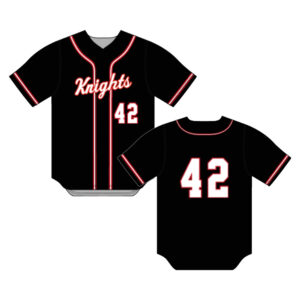 05. QC Area Knights Sublimated Full Button Jersey-Black-Fabric M