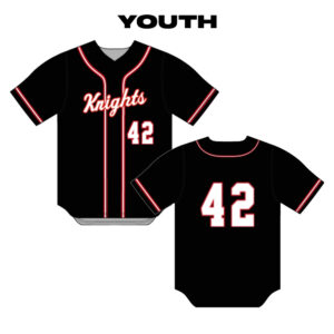 06. QC Area Knights YOUTH Sublimated Full Button Jersey-Black-Fabric M