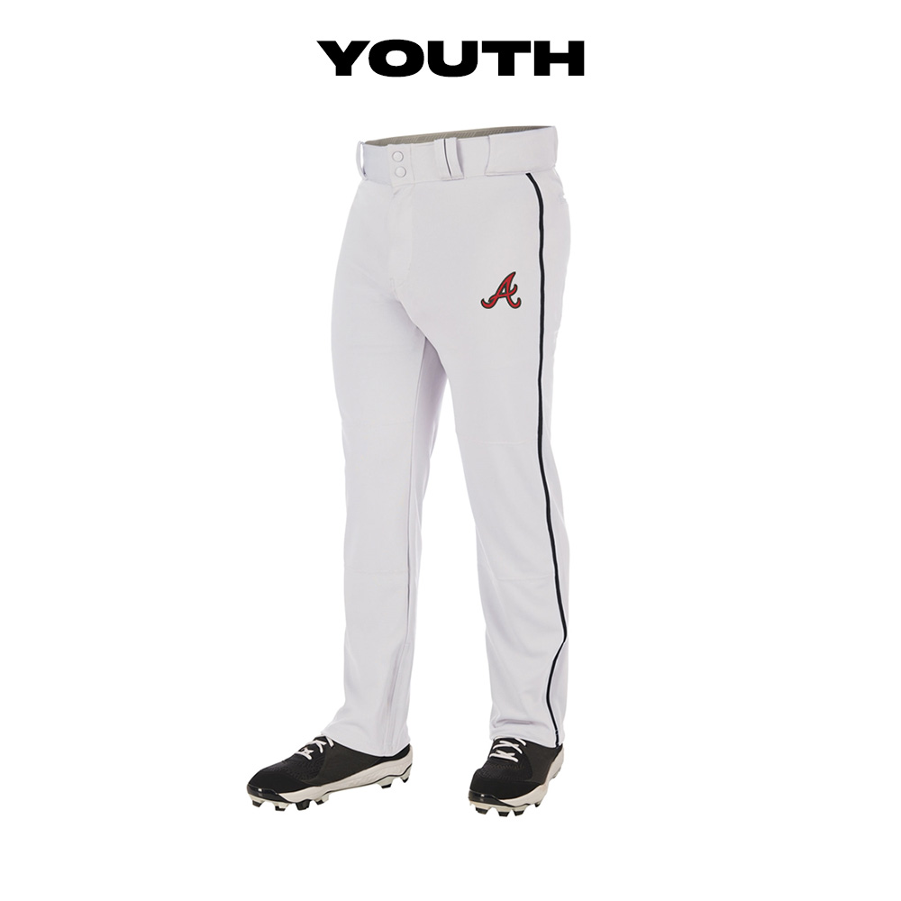 16. QCA Knights (Red-Black Logo) YOUTH Champro Triple Crown 2.0 Open Bottom Pant with Braid-White-Black