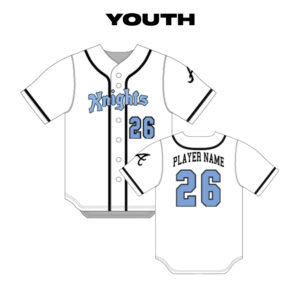 37. QC Area Knights YOUTH Father’s Day Sublimated Full Button Jersey-White