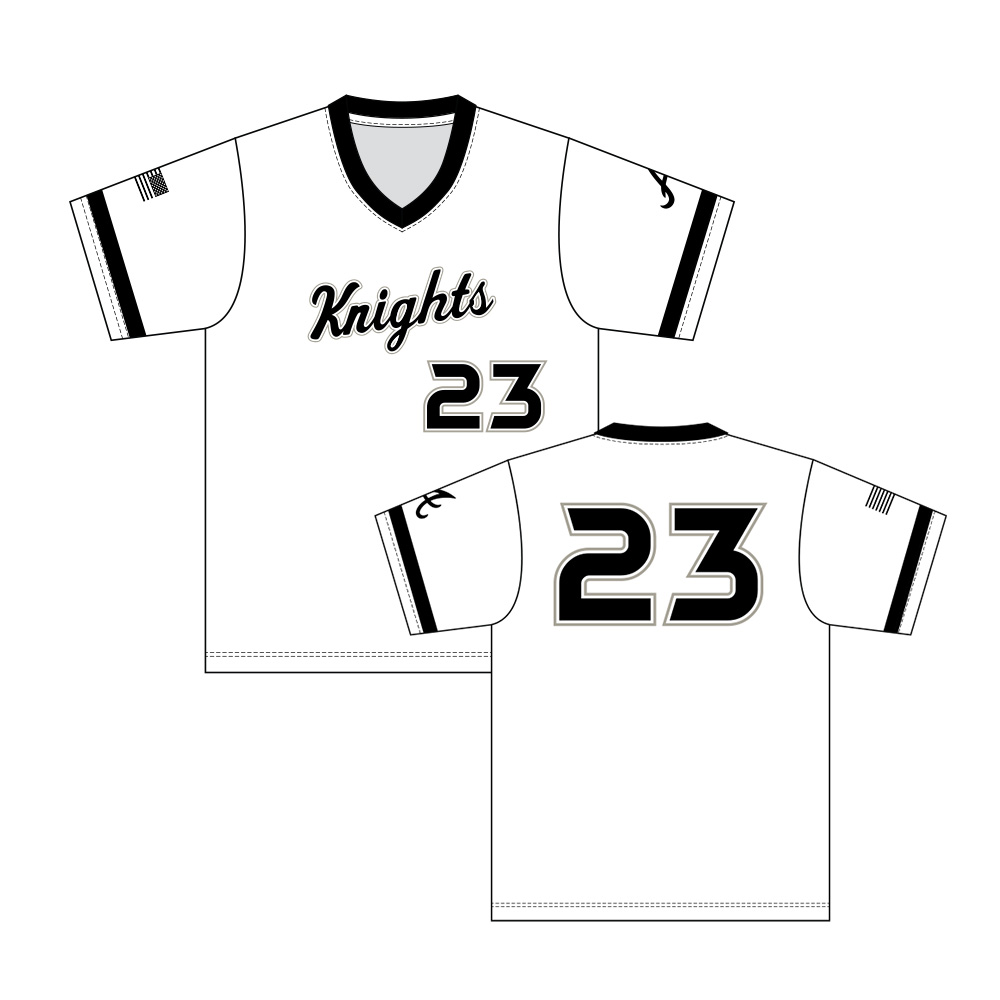 02b. QC Area Knights Sublimated Champro V-neck Jersey-Blink Fabric-White