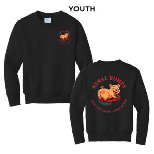 Rural Rumps Youth Fleece Crewneck Sweatshirt-Black