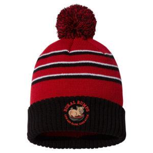 Rural Rumps Richardson Striped Beanie with Cuff and Pom-Red/Black/White