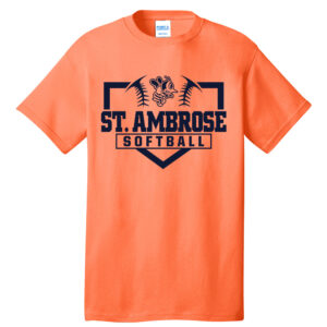 St Ambrose Softball Unisex Short Sleeve Tee-Neon Orange