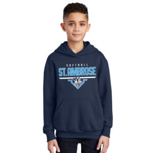 St Ambrose Softball Youth Fleece Hooded Sweatshirt-Navy