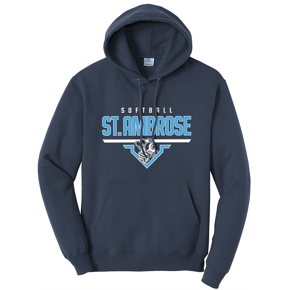 St Ambrose Softball Unisex Fleece Hooded Sweatshirt-Navy