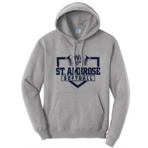 St Ambrose Softball Unisex Fleece Hooded Sweatshirt-Athletic Heather