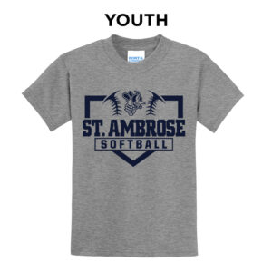 St Ambrose Softball Youth Short Sleeve Tee-Athletic Heather