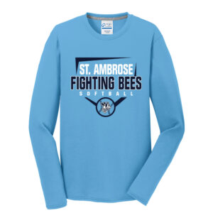 St Ambrose Softball Men Long Sleeve Essential Blended Performance Tee-Aquatic Blue