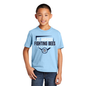 St Ambrose Softball Youth Fan Favorite Cotton Short Sleeve Tee-Light Blue