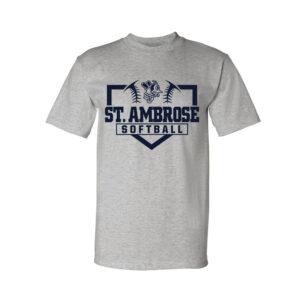 St Ambrose Softball Tall Cotton Short Sleeve Tee-Grey