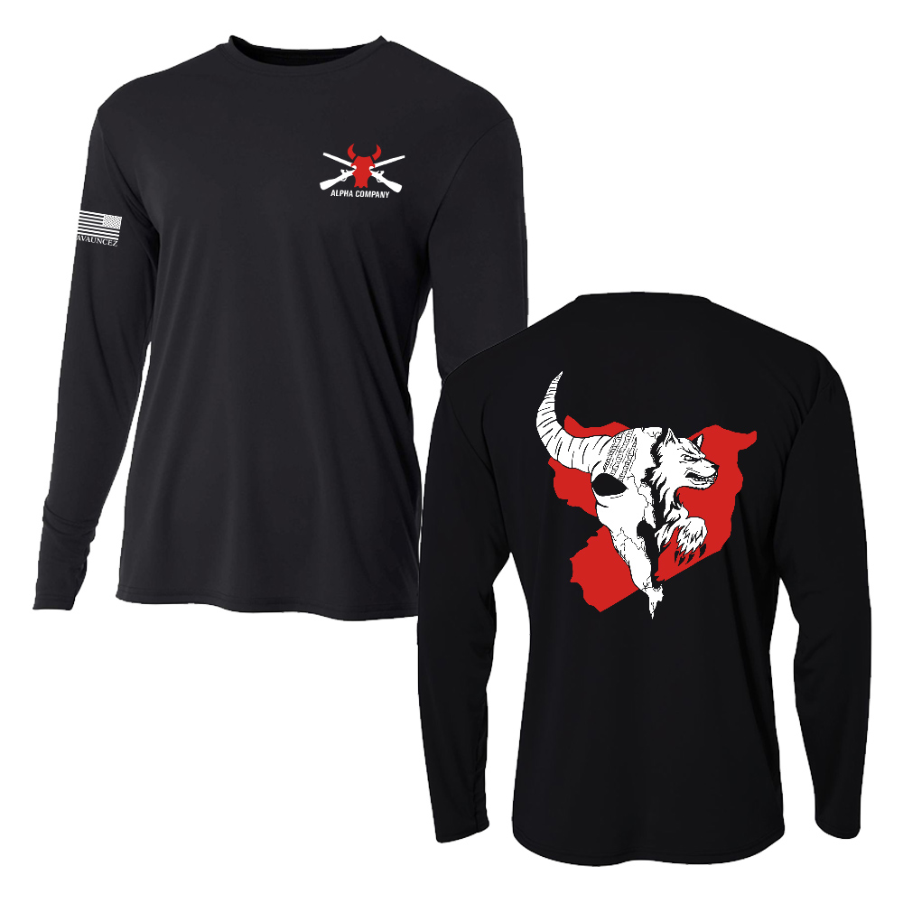 Alpha Company Adult Cooling Performance long sleeve Crew Tee-Black