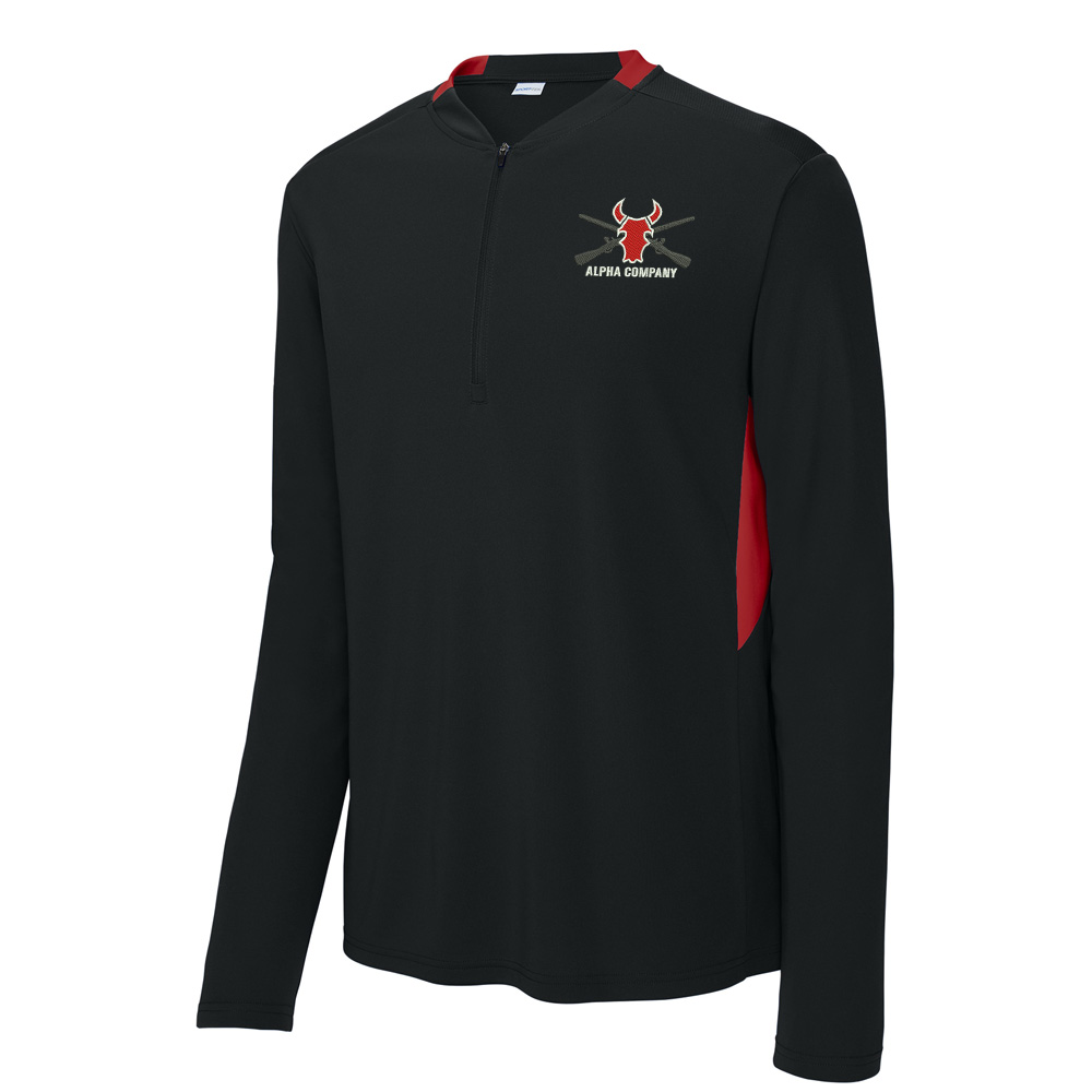 Alpha Company Sport-Tek Men Club 1/4-Zip Pullover-Black/Red