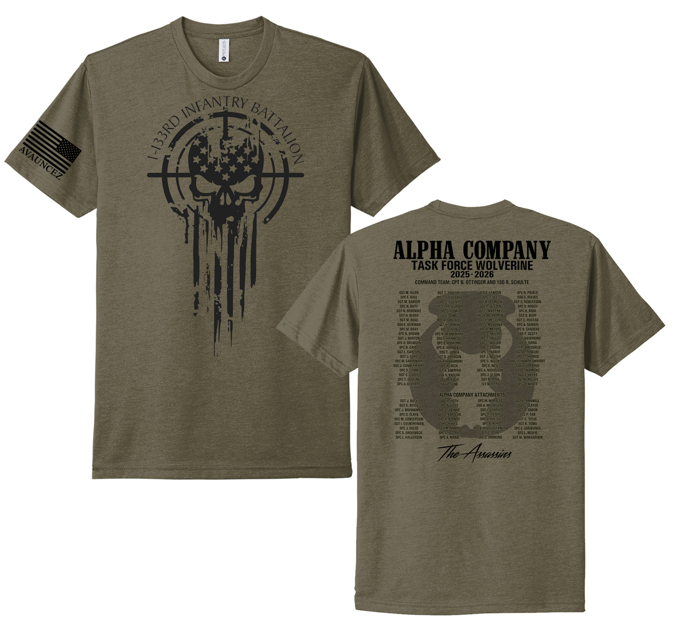 Alpha Company Next Level Adult Ultra Premium CVC (60/40) Tee-Military Green