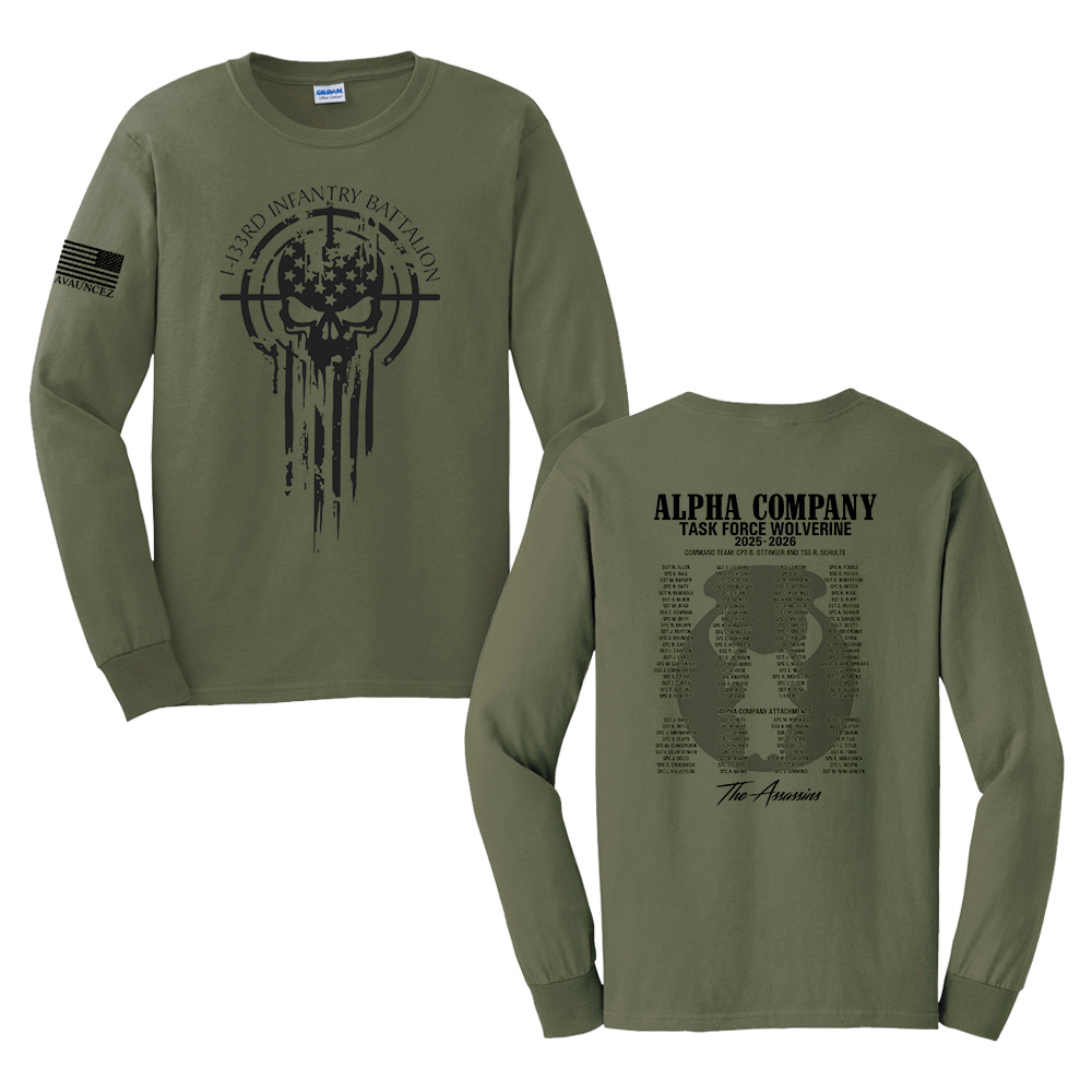 Alpha Company Unisex Cotton Long Sleeve Tee-Military Green
