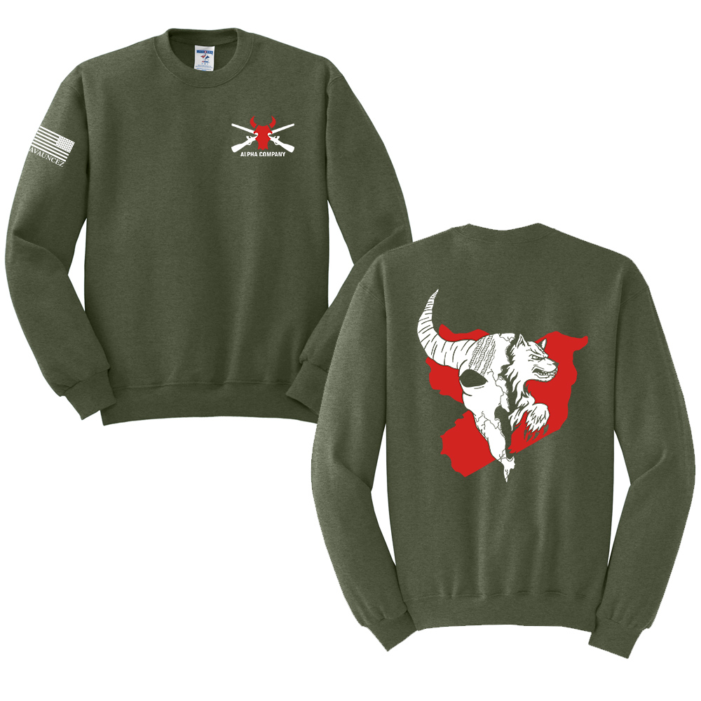 Alpha Company Unisex Fleece Crewneck Sweatshirt-Military Green Heather