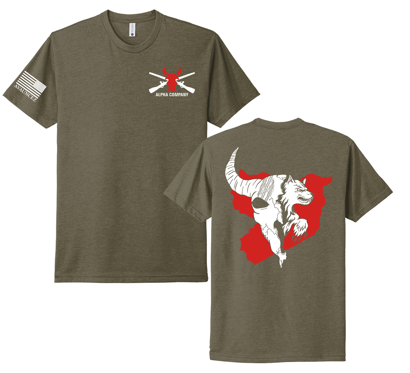 Alpha Company Next Level Ultra Premium CVC (60/40) Tee-Military Green