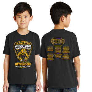 Bett AAU State Wrestling Youth Short Sleeve Tee-Black